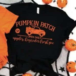 Women's Pumpkin Patch Fall V~Neck Graphic Tee